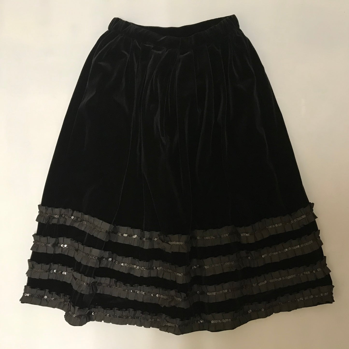 Womens Handmade Black Velvet Skirt