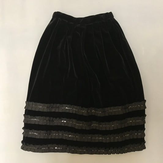 Womens Handmade Black Velvet Skirt
