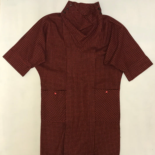 1980s Red & Black Dogtooth Dress